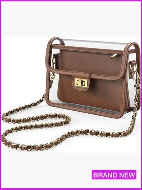 Clear Crossbody Purse Stadium Approved TPU Luxury Bag with Wallet Chain